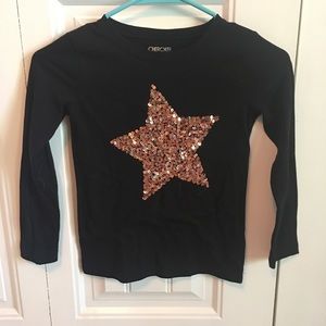 Girls gold glitter star long sleeve shirt.